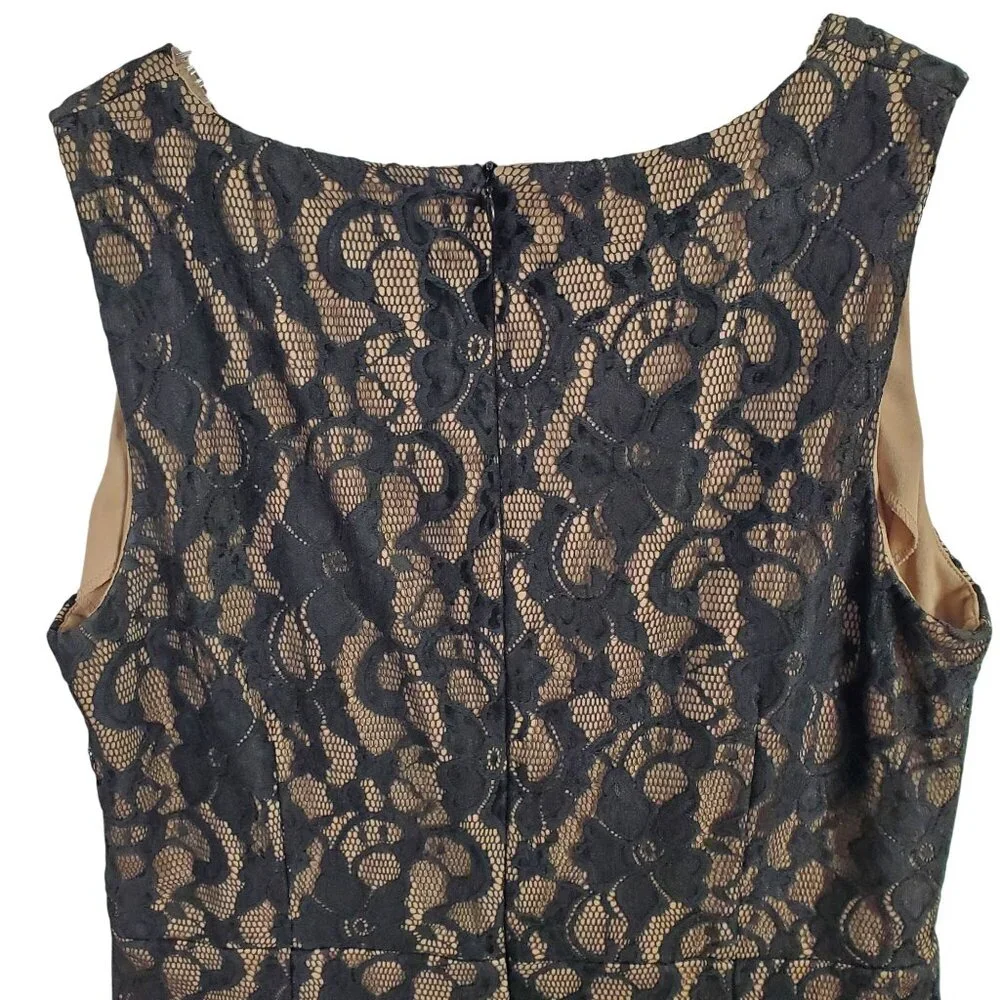 LRL Ralph Lauren Size 16 Dress Fitted Lined Sheer Lace Knee Length V-Neck Black - Picture 5 of 12